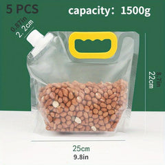 5pcs Grain Storage Bags for Rice Beans Food, Moisture-proof Portable Bag