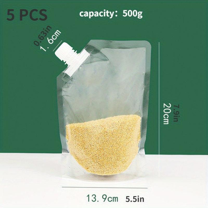 5pcs Grain Storage Bags for Rice Beans Food, Moisture-proof Portable Bag