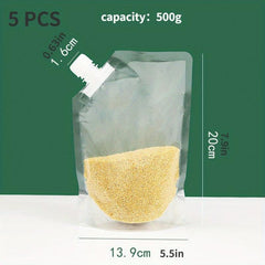 5pcs Grain Storage Bags for Rice Beans Food, Moisture-proof Portable Bag