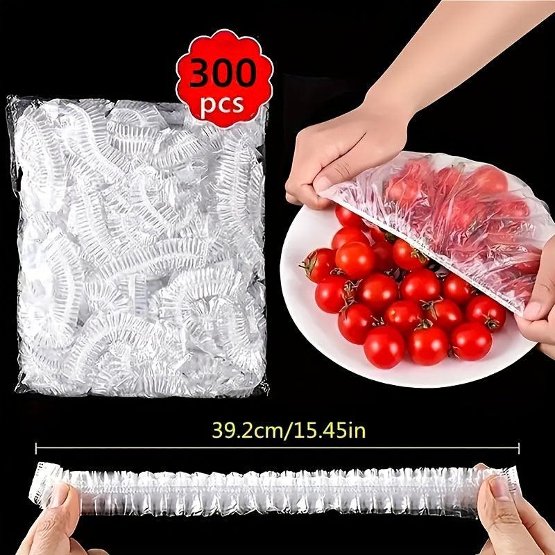 100-300pcs Plastic Food Storage Covers Elastic Wrap Bowl Cover