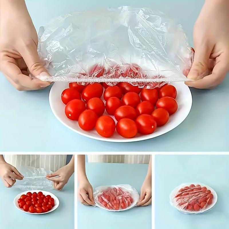 100-300pcs Plastic Food Storage Covers Elastic Wrap Bowl Cover