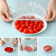 100-300pcs Plastic Food Storage Covers Elastic Wrap Bowl Cover