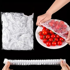 100-300pcs Plastic Food Storage Covers Elastic Wrap Bowl Cover