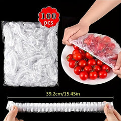 100-300pcs Plastic Food Storage Covers Elastic Wrap Bowl Cover