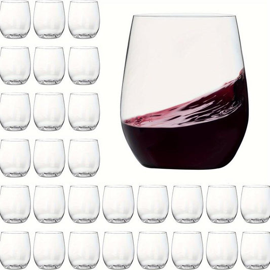32Pcs Clear Disposable Stemless Wine Glasses 12oz Unbreakable Plastic