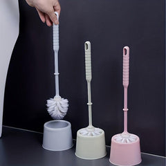 Toilet Brush With Holder Long Handle Flexible Bowl Cleaning No Dead Corner