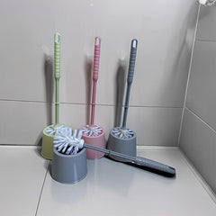 Toilet Brush With Holder Long Handle Flexible Bowl Cleaning No Dead Corner