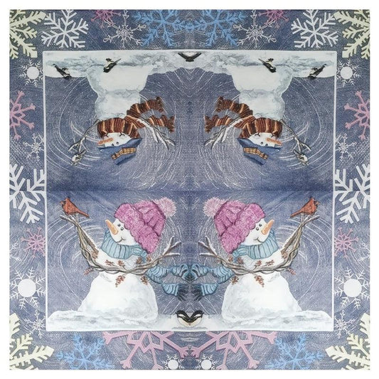 20pcs Disposable Napkins Lovely Snowman Print Christmas Dinner Decor