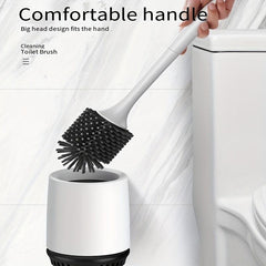 Toilet Brush Set Wall Mounted Handle Flexible Bowl Cleaning Brush