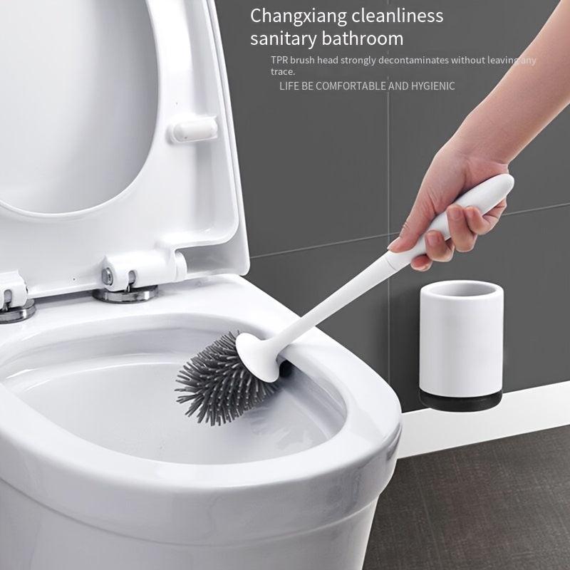Toilet Brush Set Wall Mounted Handle Flexible Bowl Cleaning Brush