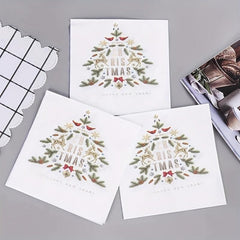 20pcs Christmas Tree Paper Napkins For Holiday Dinner Party