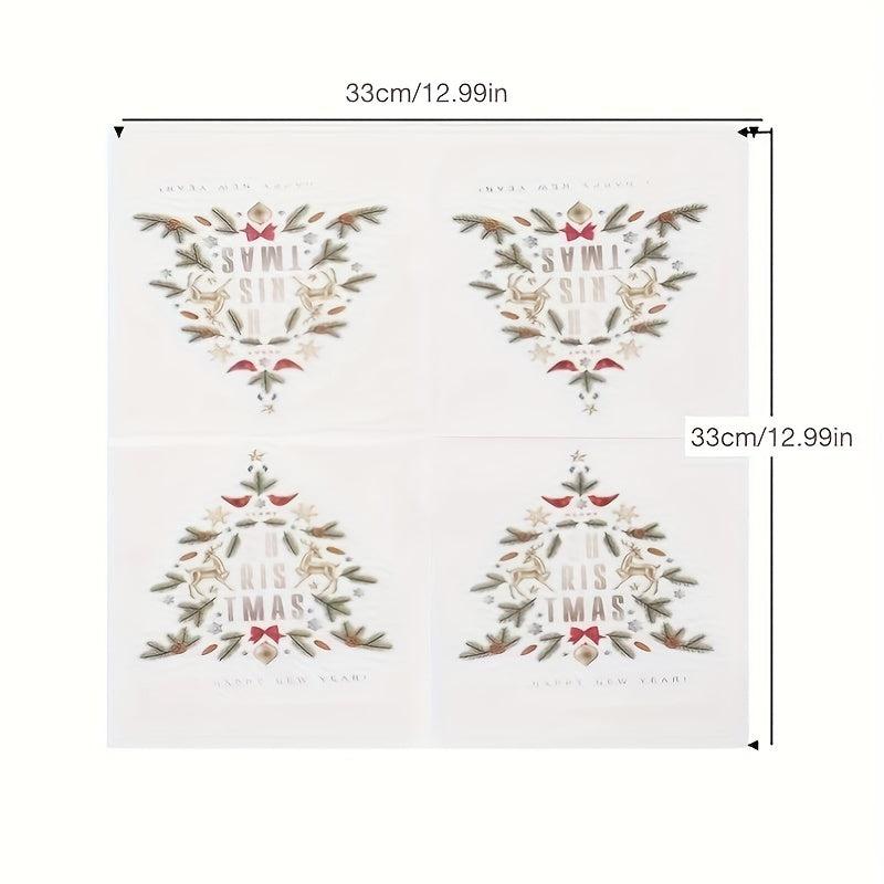 20pcs Christmas Tree Paper Napkins For Holiday Dinner Party