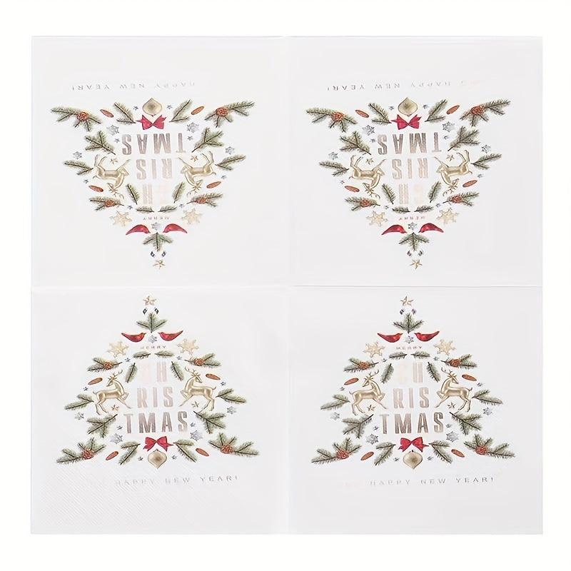 20pcs Christmas Tree Paper Napkins For Holiday Dinner Party