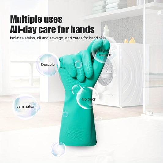 Reusable Household Gloves Rubber Dishwashing Long Sleeves Kitchen Cleaning