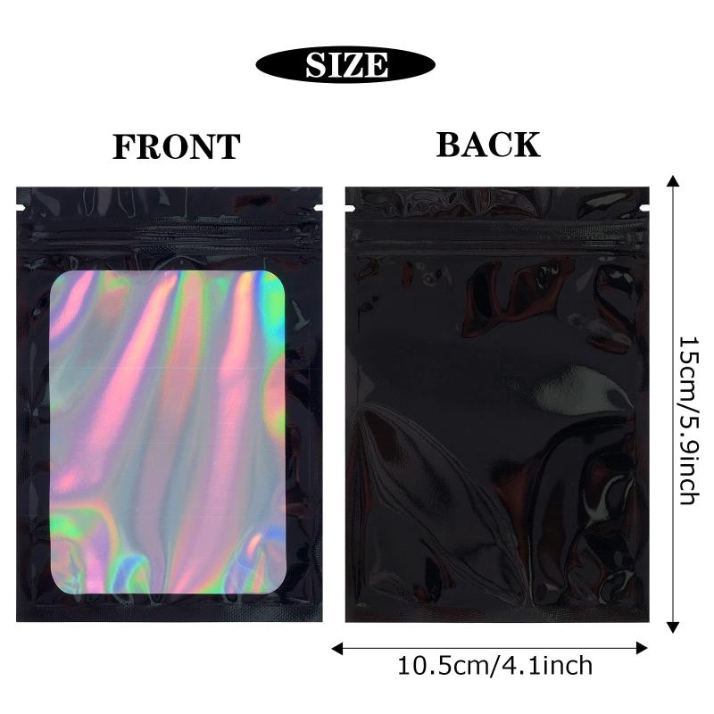 100 Pcs Smell Proof Mylar Bags Resealable Holographic Packaging Pouch Bag