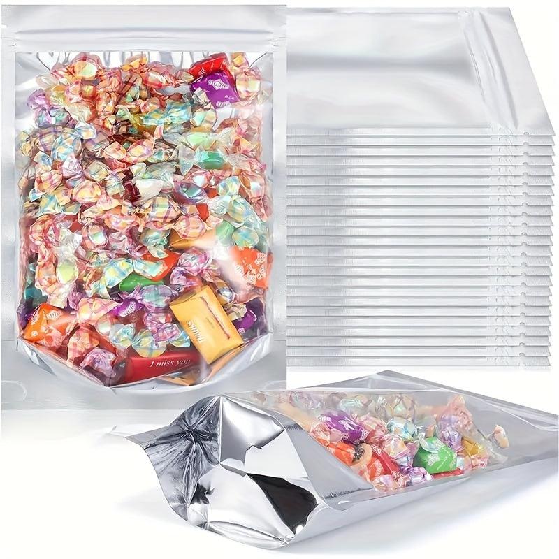 100pcs Resealable Mylar Bags for Snacks Grains Candy Cookies Nuts Tea & Coffee
