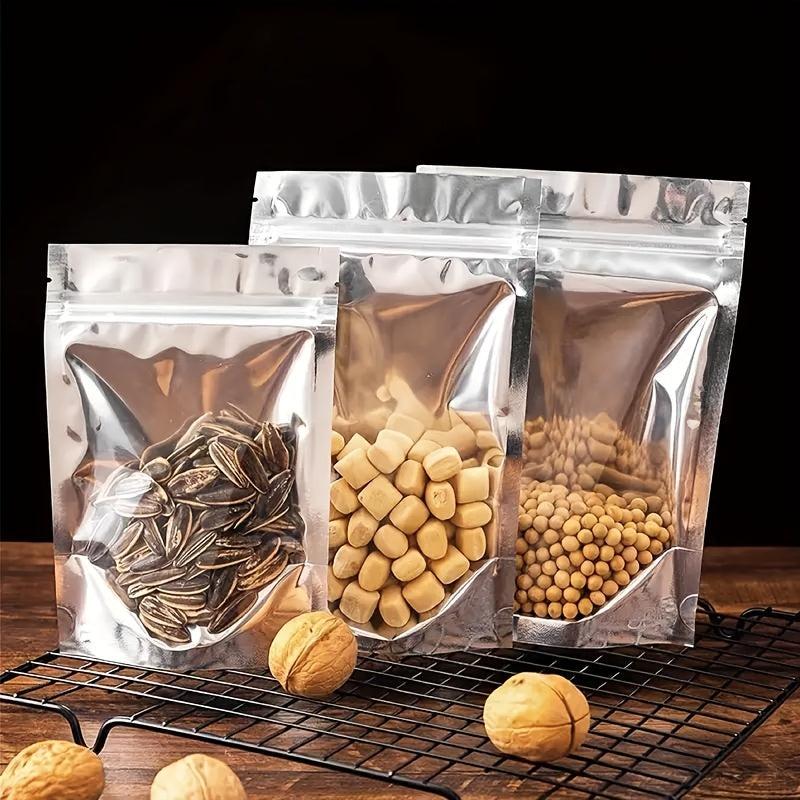 100pcs Resealable Mylar Bags for Snacks Grains Candy Cookies Nuts Tea & Coffee