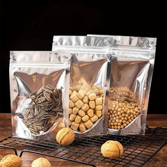 100pcs Resealable Mylar Bags for Snacks Grains Candy Cookies Nuts Tea & Coffee