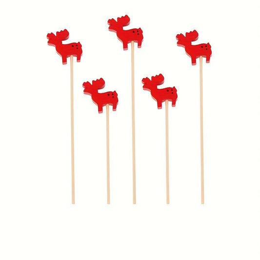 50Pcs Christmas Fruit Sticks Bamboo Xmas Ornaments Kitchen Supplies
