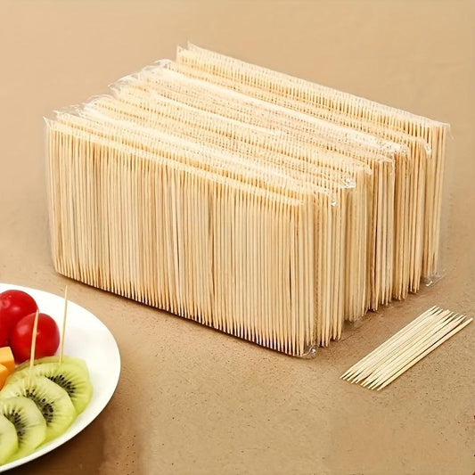 200 Double-headed Bamboo Toothpicks Dental Cleaning Fruit Fork Portable
