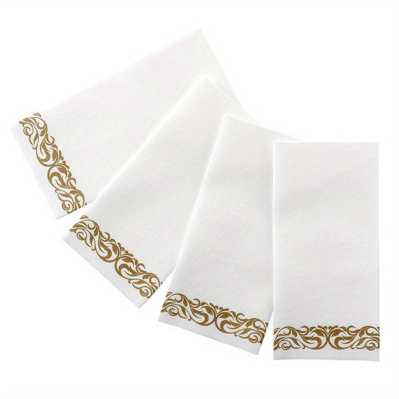 50 Pcs Disposable Guest Towels Soft & Absorbent Linen Feel Paper Hand Towels