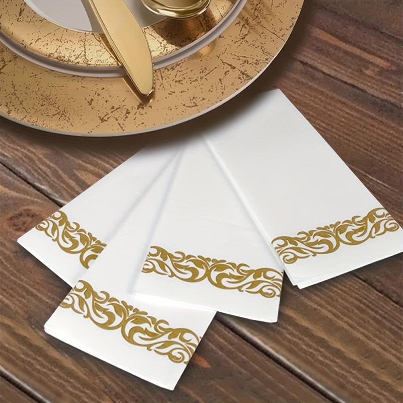 50 Pcs Disposable Guest Towels Soft & Absorbent Linen Feel Paper Hand Towels