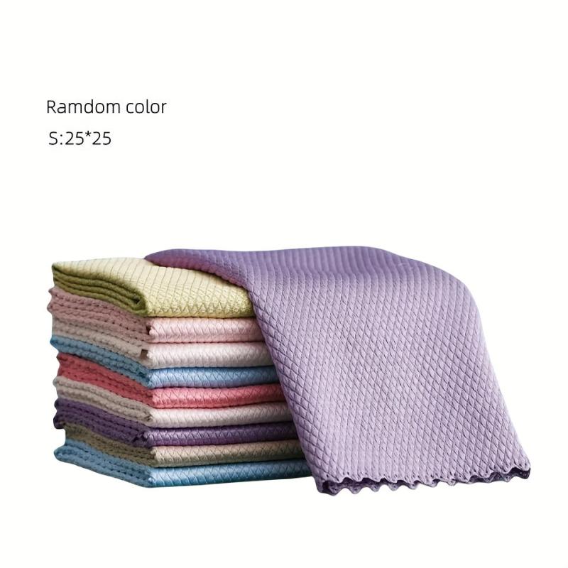 10pcs Fish Scale Glass Wiping Cloth Microfiber Housework Cleaning Kitchen Towel