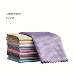 10pcs Fish Scale Glass Wiping Cloth Microfiber Housework Cleaning Kitchen Towel