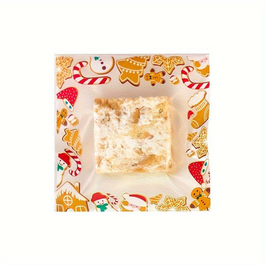 100pcs Christmas Self-Adhesive Candy Bags Biscuit Dessert Packaging Bags