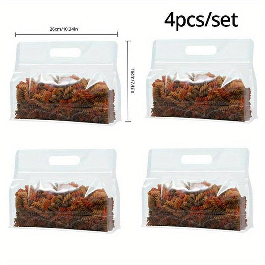 4pcs Transparent Handbag for Grains Snacks Tea Moisture Proof Storage