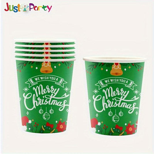 10 Pcs Christmas Patterns Paper Cups Recyclable Disposable Tableware