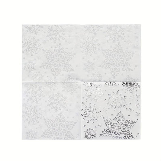 20Pcs Christmas Disposable Napkins Snowflake Print Tissue for Home Kitchen Hotel