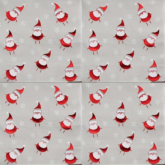 20pcs Santa Claus Red Hat Foil Napkins Christmas Party Supplies