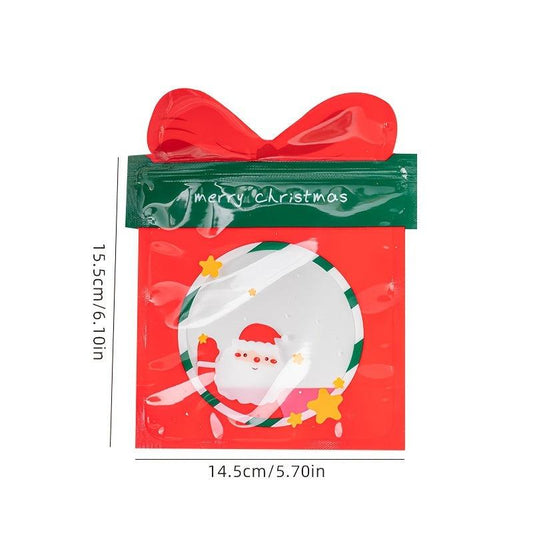 5pcs Christmas Gift Bag Baking Pastry Packaging Bag Festive Candy Bag