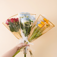 50pcs Single Rose Sleeve Packaging Plastic Flower Bags Bouquet Cellophane Wrap