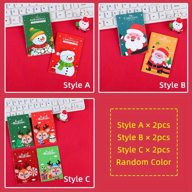 6pcs Christmas Small Notebook Memo Pad Student Gift 16 Sheets