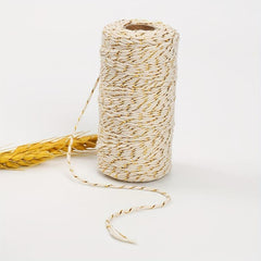 328ft Cotton Bakers Twine String Gold Metallic Festive Holiday Wedding Cord