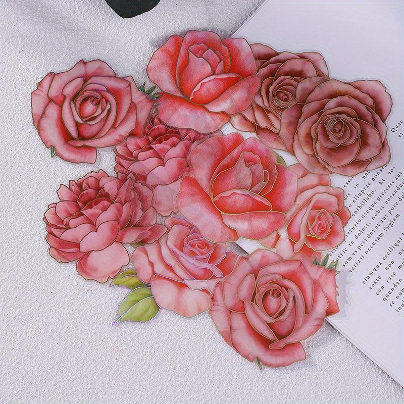 Pack of 10 Retro Flower Stickers for DIY Scrapbooking and Journal Decoration