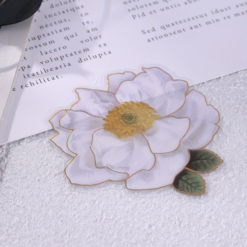 Pack of 10 Retro Flower Stickers for DIY Scrapbooking and Journal Decoration