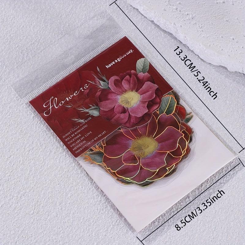 Pack of 10 Retro Flower Stickers for DIY Scrapbooking and Journal Decoration