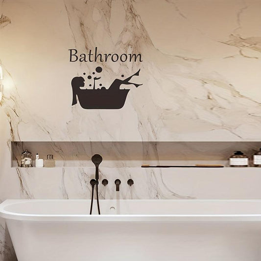 Classic Bathroom Logo Door Sticker Self-adhesive Room Decor
