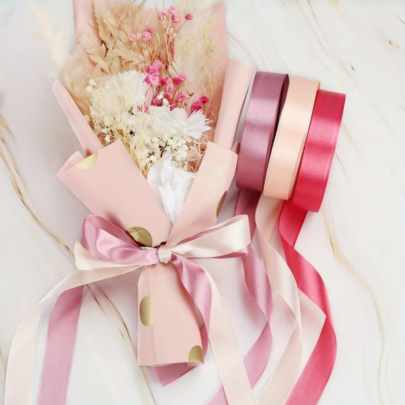 3 Rolls 22m Ribbon Gift Wrapping Ribbon Bouquet Packaging Satin Ribbon