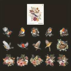 30sheets Retro Plant Flower Bird PET Stickers DIY Collage Decoration Scrapbook