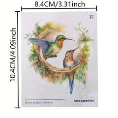 30sheets Retro Plant Flower Bird PET Stickers DIY Collage Decoration Scrapbook
