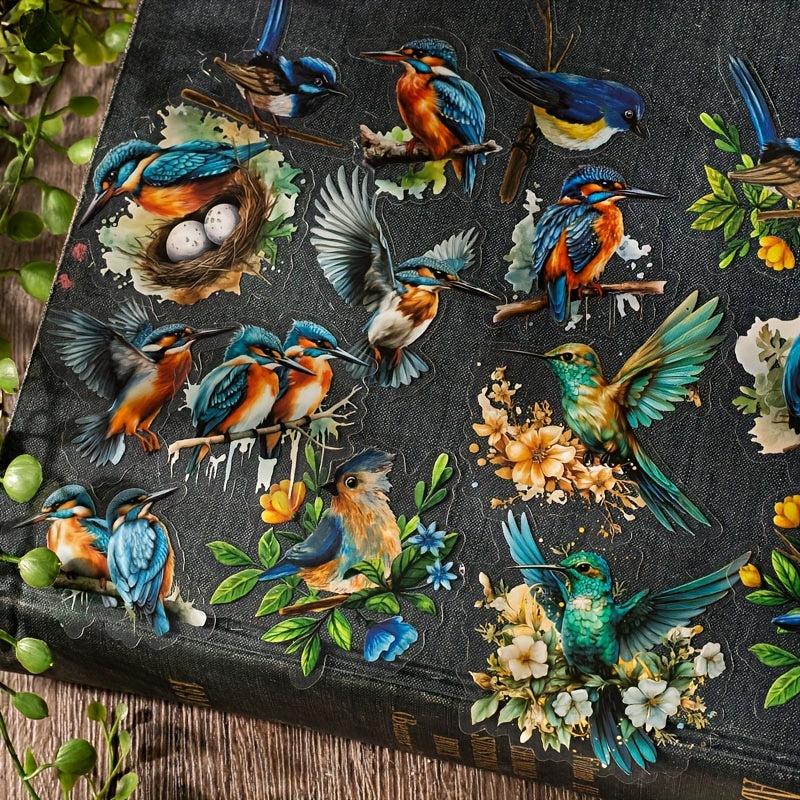 30sheets Retro Plant Flower Bird PET Stickers DIY Collage Decoration Scrapbook