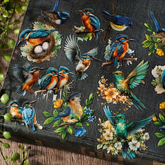 30sheets Retro Plant Flower Bird PET Stickers DIY Collage Decoration Scrapbook