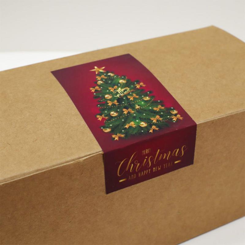 50pc Merry Christmas Rectangular Sticker Self-adhesive Label