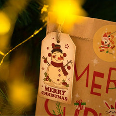 50pcs Vintage Christmas Holiday Blessing Card Santa Snowman Print Gift Tag