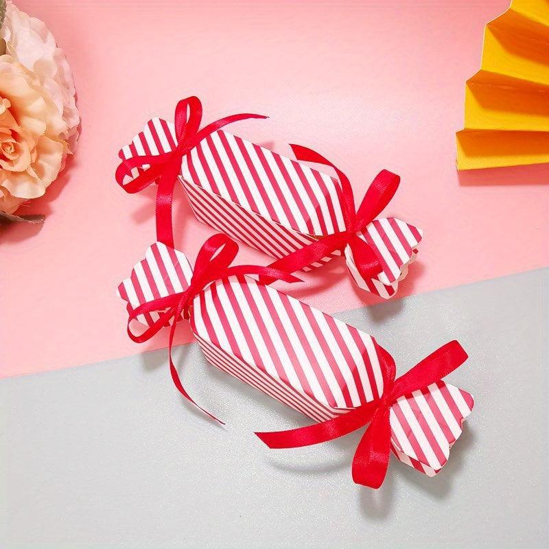50pcs Christmas Candy Box Gift with Ribbon - DIY Sweets Cookies Decoration