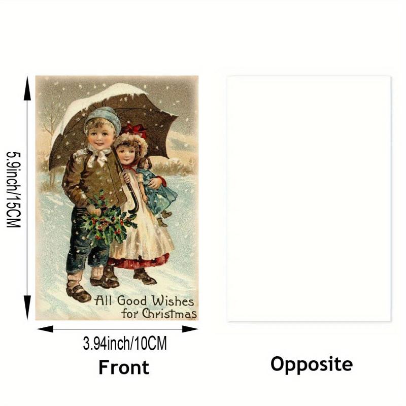 12pcs Vintage Xmas Greeting Cards Antique Merry Christmas Angels Santa Postcard